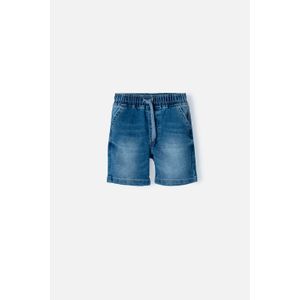 Bermuda LittleMic en denim tono medio con elástico en cintura para niño 2T a 5T