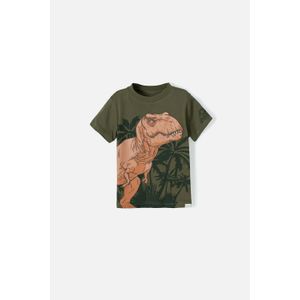 Camiseta de Jurassic manga corta verde militar para niño 2T a 5T