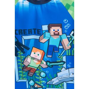 Camiseta de baño Minecraft manga larga verde y azul para niño