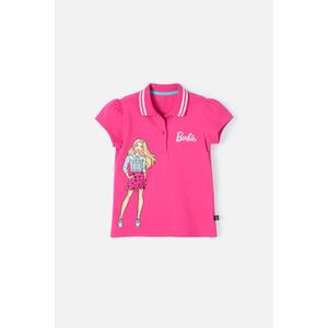 Camiseta Tipo Polo de Barbie fucsia para niña