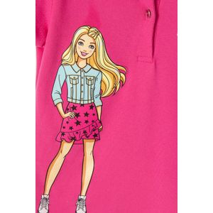 Camiseta Tipo Polo de Barbie fucsia para niña