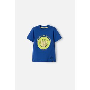 Camiseta de Smiley azul eléctrico manga corta para niño 2T a 5T