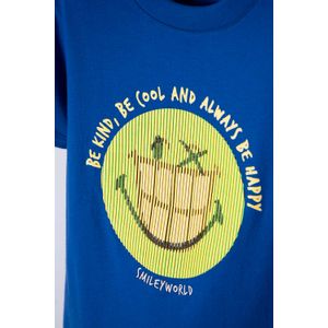 Camiseta de Smiley azul eléctrico manga corta para niño 2T a 5T