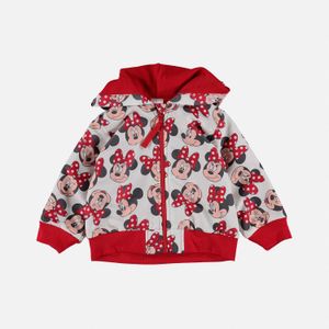 Chaqueta Minnie Mouse con capucha marfil y roja para bebé niña