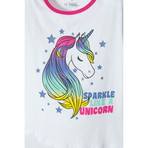 Pijama de Mic con pantalón largo blanco y fucsia para niña