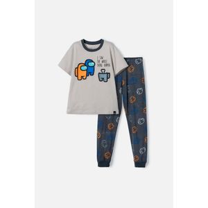 Pijama de Among Us manga corta pantalón largo gris para niño