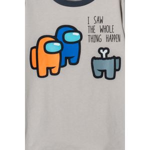Pijama de Among Us manga corta pantalón largo gris para niño