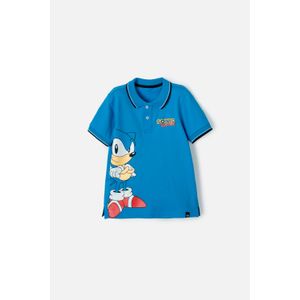 Camiseta Tipo Polo de Sonic azul con botones para niño
