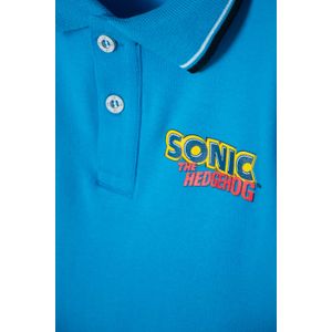 Camiseta Tipo Polo de Sonic azul con botones para niño