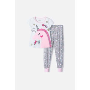 Pijama de Mic con pantalón largo blanco y gris para niña