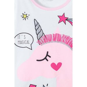 Pijama de Mic con pantalón largo blanco y gris para niña