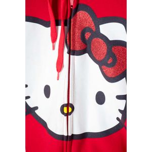 Buzo de Hello Kitty rojo y azul con capucha/abierto para niña