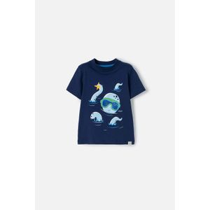 Camiseta Littlemic azul cuello redondo para niño 2T a 5T
