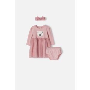 Vestido LittleMic manga larga palo de rosa para bebé niña