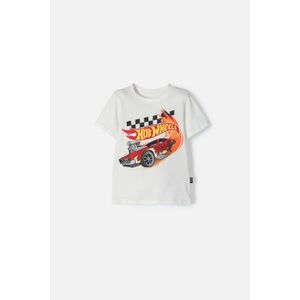 Camiseta Hot Wheels manga corta marfil para niño 2T a 6T