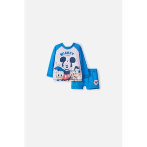 Conjunto de baño de Mickey Mouse azul manga larga para bebé niño