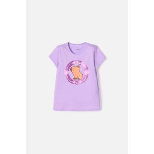 Camiseta de Capybara manga corta violeta para niña