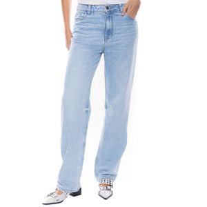 High Waist Straight Fit Jeans Tono Claro