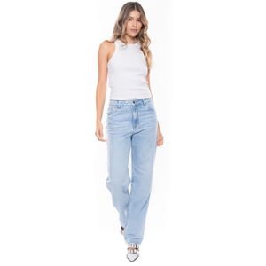 High Waist Straight Fit Jeans Tono Claro