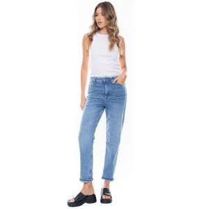 High Waist Straight Fit Jeans Tono Medio