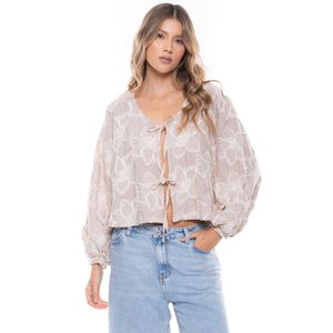 Camisa Manga Larga Anudada En Frente