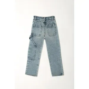 Jean Recto con pretina asimétrica azul para niña