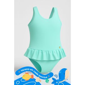 Vestido de baño tipo enterizo para niña en microfibra