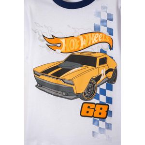 Pijama Hot Wheels con pantalón largo blanco y naranja para niño 2T a 6T