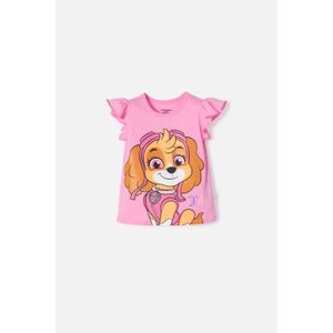 Camiseta de Paw patrol manga corta rosada para niña 2T a 6T