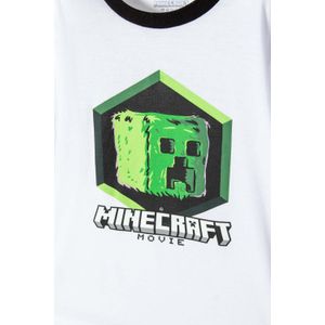 Pijama de Minecraft blanca y negra de bermuda para niño