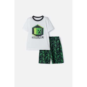 Pijama de Minecraft blanca y negra de bermuda para niño