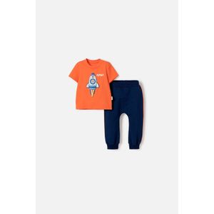 Conjunto de la Nasa con pantalón largo naranja y azul para bebé niño