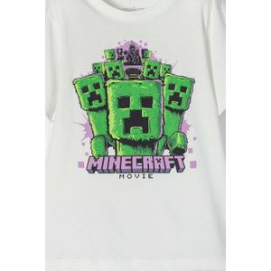 Camiseta de Minecraft marfil estampada en frente para niño