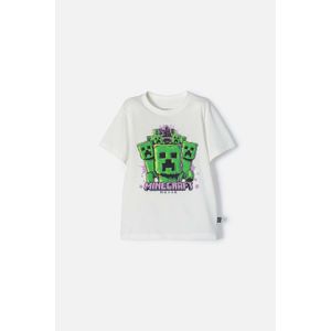 Camiseta de Minecraft marfil estampada en frente para niño