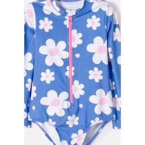 Vestido de baño LittleMic multicolor enterizo manga larga para niña 2T a 5T