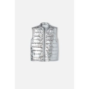 Chaleco Mic color plata con cierre frontal para niña