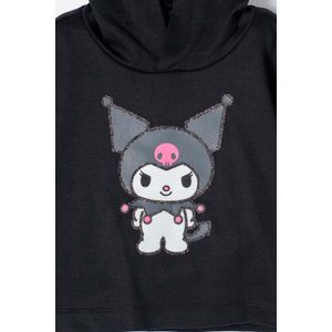 Camiseta de Kuromi con capucha negro para niña.