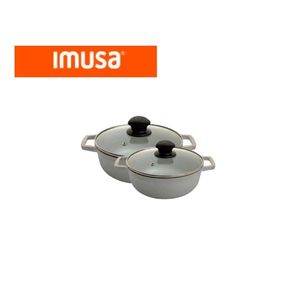 Set de Ollas IMUSA de Aluminio con Tapa de Vidrio x2 Resistentes y Livianas
