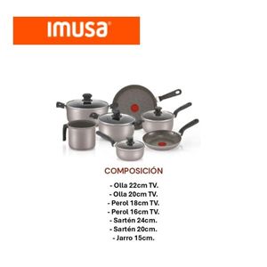 Batería de Cocina Imusa 11 Piezas Antiadherente Ollas, Sartenes y Peroles