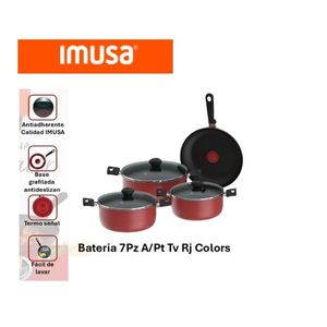 Batería de Cocina IMUSA Colors 7 Piezas Antiadherente con Tapa Vidrio