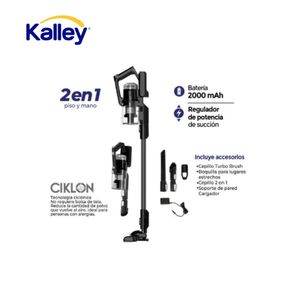 Aspiradora Inalámbrica Kalley 2 en 1 Piso y Mano Potente Ciclónica