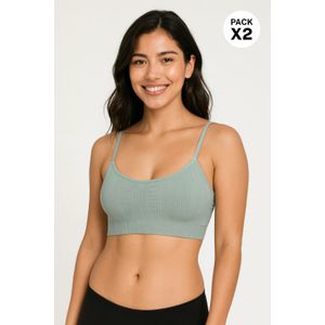 Top con copa seamless con tirantes delgados paquete x2