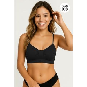 Top con copa tipo seamless en poliamida paquete x3