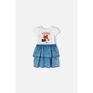 Vestido de Minnie Mouse marfil y azul de falda con boleros para niña 2T a 5T
