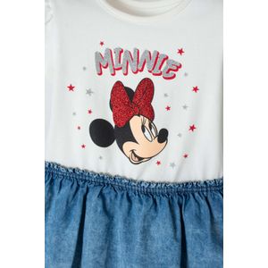 Vestido de Minnie Mouse marfil y azul de falda con boleros para niña 2T a 5T