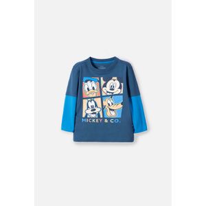 Camiseta de Mickey Mouse azul manga larga para niño 2T a 5T