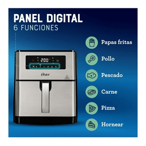 Freidora de Aire Oster DiamondForce Extra Grande 9 Litros Mando Digital Plateado