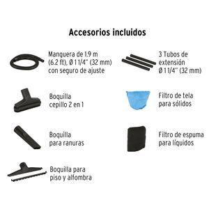 Aspiradora Plástica Truper 6 Galones Solidos Y Líquidos + Accesorios