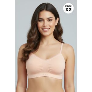 Top con tecnologia seamless y tirantes delgados paquete x2