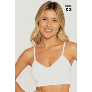 Top con tecnologia seamless en poliamida paquete x3